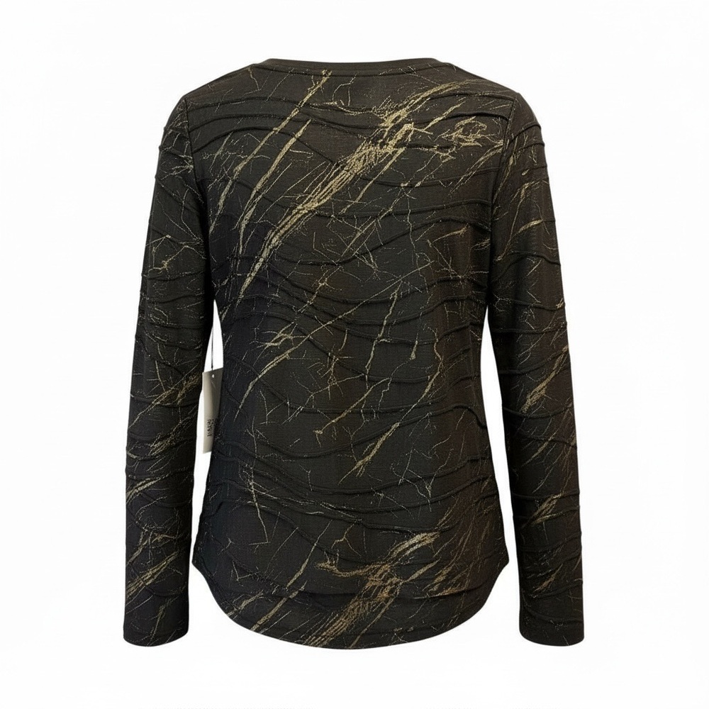 ✨ Simply Vera Vera Wang Long Sleeve Textured Tee – Black & Gold | Size M ✨ - Picture 3 of 7